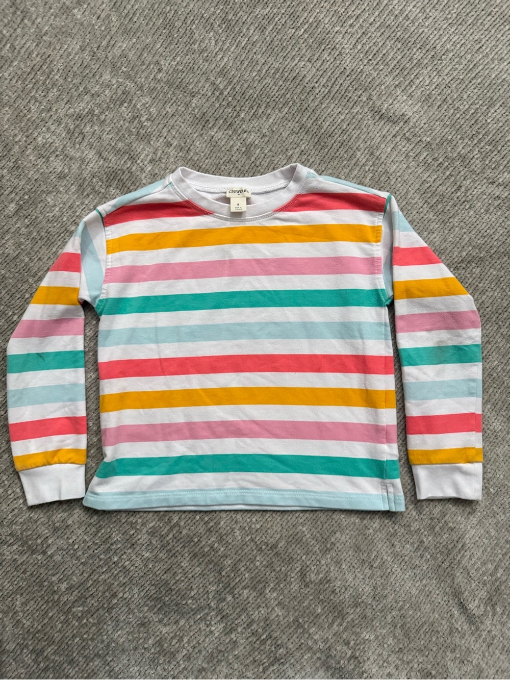 Crewcuts Rainbow Stripe Long Sleeve‎ Top Girls Size S 6 7 Cotton
